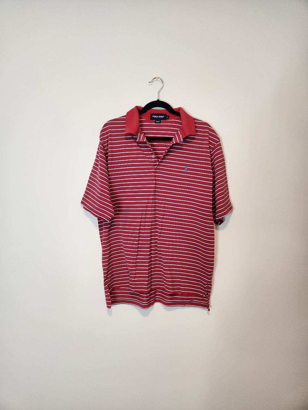 Polo Golf Ralph Lauren Mens Red Striped Pima Cotton Polo Shirt Size Large